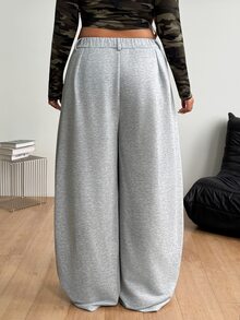 Coolane Women's Men's Plus Size Fall Winter Streetwear Casual Gym Baggy Mid Rise Wide Leg Grey Warm Sweatpants - Light Grey - View 8