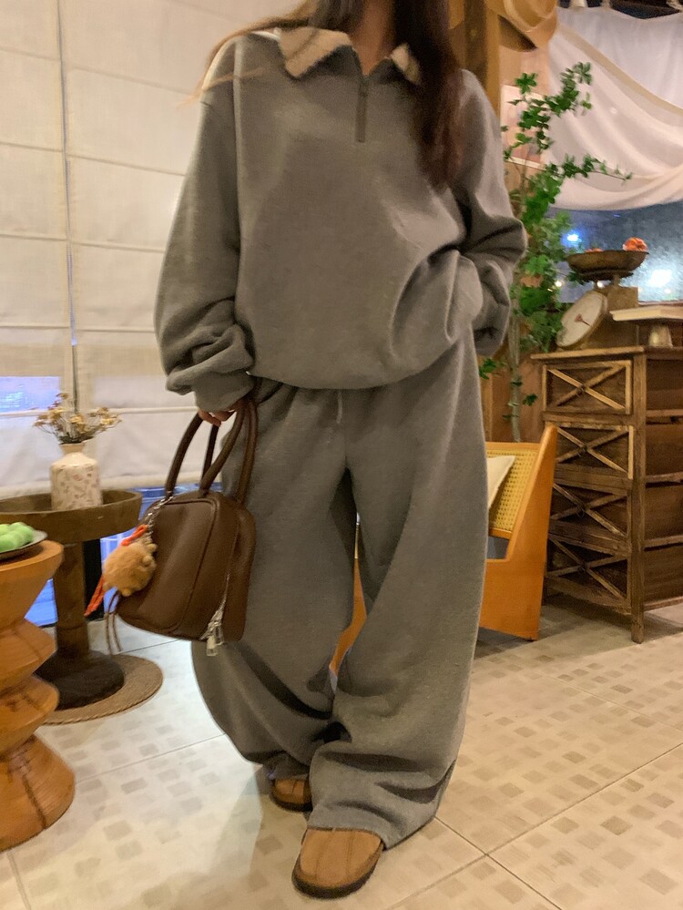 DAZY Setelan Wanita Kasual Gaya Korea, Terdiri dari Sweatshirt Lengan Panjang dan Celana Longgar (2 Potong) - Biru - View 10