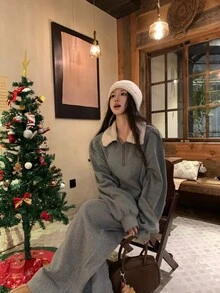 DAZY Setelan Wanita Kasual Gaya Korea, Terdiri dari Sweatshirt Lengan Panjang dan Celana Longgar (2 Potong) - Biru - View 9