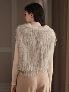 Anewsta Women's Elegant Fashion Faux Fur Vest - Grey - View 3
