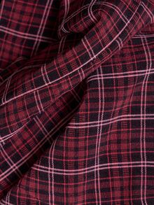 Nöista Red Plaid Fitted Chinese Inspired Top. Fall Winter, Casual, School, Dates, Going Out. - Red - View 10
