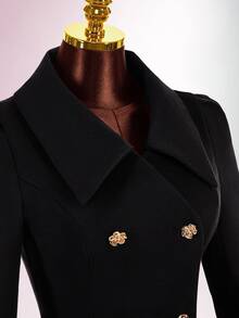 Amplova Women's Solid Color Fashion Versatile Daily Wear Overcoat - Black - View 7
