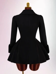 Amplova Women's Solid Color Fashion Versatile Daily Wear Overcoat - Black - View 10