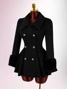 Amplova Women's Solid Color Fashion Versatile Daily Wear Overcoat - Black - View 5