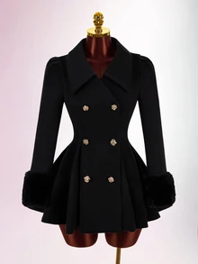 Amplova Women's Solid Color Fashion Versatile Daily Wear Overcoat - Black - View 9