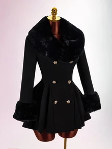 Amplova Women's Solid Color Fashion Versatile Daily Wear Overcoat - Black - View 1