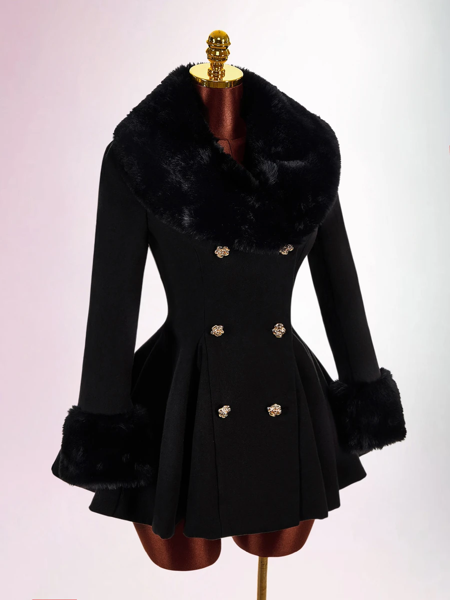 Amplova Women's Solid Color Fashion Versatile Daily Wear Overcoat - Black - View 1