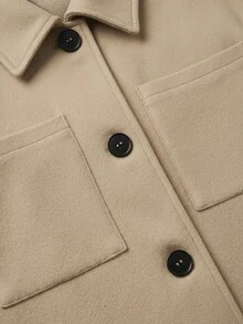 Yalmera Ladies' Fine-Woven Elegant Casual Fall-Winter Wool Fabric - Khaki - View 5