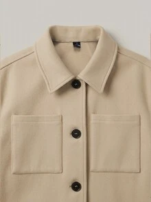 Yalmera Ladies' Fine-Woven Elegant Casual Fall-Winter Wool Fabric - Khaki - View 7