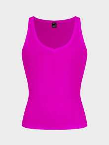 SHEIN Sexy Chic Knit Racerback Crop Top - Rose Red - View 8