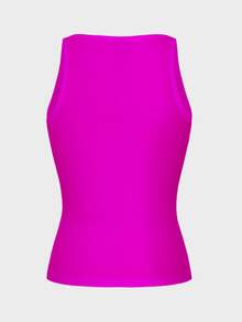 SHEIN Sexy Chic Knit Racerback Crop Top - Rose Red - View 9