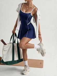 SHEIN Dewbera Contrast Binding Cami Active Dress - Multicolor - View 1