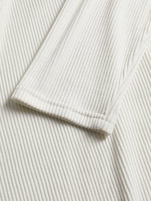 Weeklong Plus Size Fall Winter Ribbed Fleece Knit Maxi Dress Lapel Half Button Long Sleeve Casual Dress - Apricot - View 7