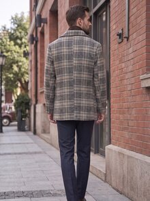 Manfinity Bizformal 男士格紋長袖雙排扣休閒大衣 - 彩色 - 查看 2
