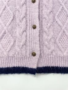 Grovea Cardigan Wanita Ukuran Plus Motif Blok Warna Kasual Elegan Serbaguna untuk Sehari-hari di Musim Gugur, Kantor, Formal, Warna Pink - MultiWarna - View 4