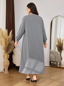 Lacomfia Plus Size Women's Lace Patchwork Casual Versatile Elegant High-End Fashion Sweatshirt Brunch Formal Vacation Dinner Grey Autumn - Grey - View 2