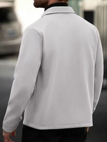 Manfinity Homme 男士素色休閒長袖夾克，適合秋冬穿著 - 淺灰色 - 查看 2