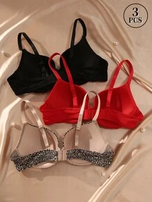 Snug Zone 3pcs/Set Plus Size Underwire Bras, Comfortable & Supportive - Multicolor - View 7