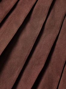 SHEIN MOD Pleated Double-Breasted Brown Trench Coat - Rust Brown - View 7