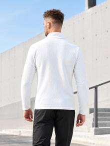 Gym Rark Men's Solid Color Long Sleeve Zip-Up Sports Jacket - White - View 2