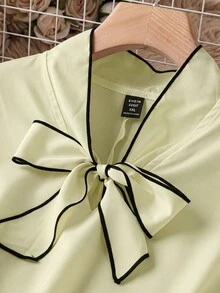 Velvienne Plus Size Women's Contrast Color Collar Casual Versatile Shirt - Apricot - View 6