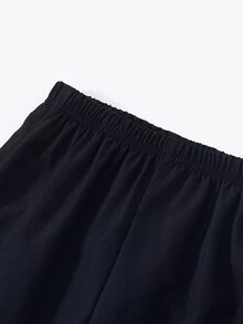 小男孩紳士金箔印花翻領單排扣西裝外套與長褲套裝 秋季 - 黑與白 - 查看 4