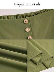 Brilight High Front Gathered Wide Leg Pants Loose Flowy Palazzo Trousers For Vacation Brunch Holiday Casual Elegant Office Tea Party Work Olive Green Fall - Army Green - View 7