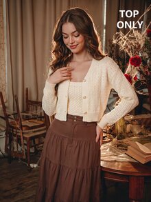 SHEIN MOD 2PCS Women Sweater Co-Ords - Apricot - View 6