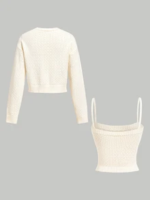 SHEIN MOD 2PCS Women Sweater Co-Ords - Apricot - View 5