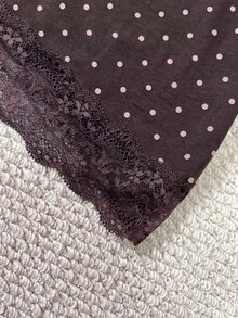 IslaSuriya Women's Lace Patchwork Fitted Polka Dot Print Camisole - Coffee Brown - View 4