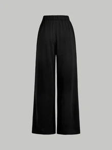 SHEIN MOD Black & White Tube Top 2 In 1 Shirt & Suit Pants Set - Black and White - View 12
