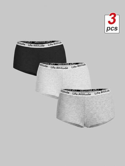 SHEIN MOD 3件装女士字母弹力腰舒适内裤