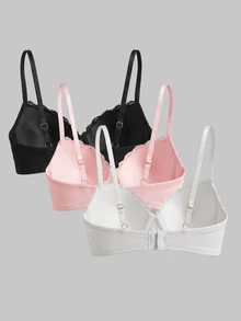 SHEIN MOD 3件套女士简约休闲聚拢文胸套装 - 彩色 - 查看 3