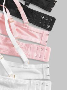 SHEIN MOD 3件套女士简约休闲聚拢文胸套装 - 彩色 - 查看 4
