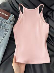 Resyla Women's Solid Color Casual Versatile Tank Top For Daily Wear - Pink - View 2
