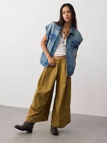 Bohemela Women's Loose Casual Vest Jacket - Blue - View 2