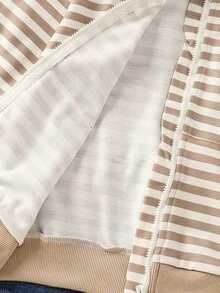 SHEIN 女童小女孩針織條紋蝴蝶結圖案連帽休閒秋季衛衣 - 彩色 - 查看 10