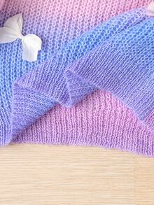 SHEIN New Fashion Versatile Cute Colorful Bow Gradient Purple-Red Pullover Sweater For Girls, Suitable For School, Parties, Ceremonies, Outings, Spring/Summer, Autumn/Winter - Multicolor - View 8