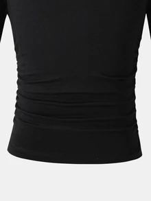 SHEIN Young Girl Solid Color Contrast Lace Long Sleeve Ruffle Casual T-Shirt - Multicolor - View 6