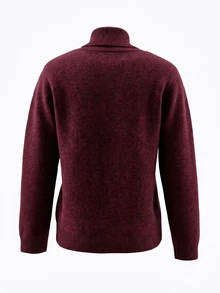 Balvessa Autumn/Winter New Casual Versatile Solid Color Shawl Collar Knit Sweater Top - Burgundy - View 1