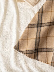 SHEIN 女童小女孩拼接格紋蝴蝶結裝飾 2合1長袖洋裝 - 彩色 - 查看 8