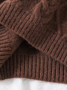 SHEIN Kids Young Girl Solid Color Knit Stand Collar Casual Sweater Autumn Dress - Multicolor - View 10