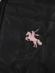 SHEIN 青少年女孩冬季羽絨外套連帽加厚夾棉抓絨內裡校園學生款黑色拼粉色可愛日系酷女孩風 - 彩色 - 查看 8