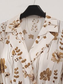 GlowEve Women's Floral Print A-Line Midi Dress,Spring AndSummer,Elegant, Office Commute Casual Fashion Date,Dress Only - Brown - View 7