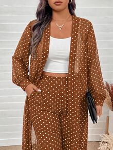 SHEIN LUNE كارديجان خريفي رقيق بأكمام طويلة أسود مفتوح من الأمام مقاس كبير رسمي للمكتب روديو أنيق - بني - مشاهدة 6
