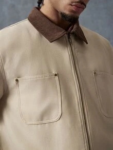 PAVTROS Men's Fall Old-Money Jacket, Cargo Patch Pockets Beige Design, Y2K Casual Streetwear-Themed Christmas Gift Vacation - Multicolor - View 7