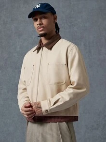 PAVTROS Men's Fall Old-Money Jacket, Cargo Patch Pockets Beige Design, Y2K Casual Streetwear-Themed Christmas Gift Vacation - Multicolor - View 6