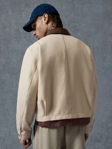 PAVTROS Men's Fall Old-Money Jacket, Cargo Patch Pockets Beige Design, Y2K Casual Streetwear-Themed Christmas Gift Vacation - Multicolor - View 2