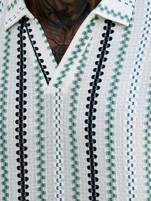 Manfinity CasualCool Men's Striped Short Sleeve Mature Casual Fashion Polo Shirt - Green - View 4