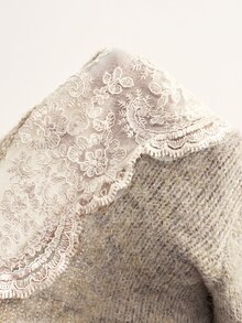 Bohemela 復古浪漫圓領蕾絲拼接針織開襟衫 日常白天穿著 白色 秋季 - 駝色 - 查看 9